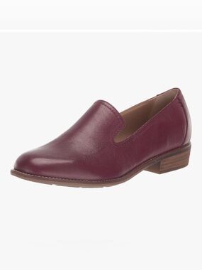 Earth Edna Leather Slip On Loafers Burgundy Comfort Round Toe Low Heel 12M